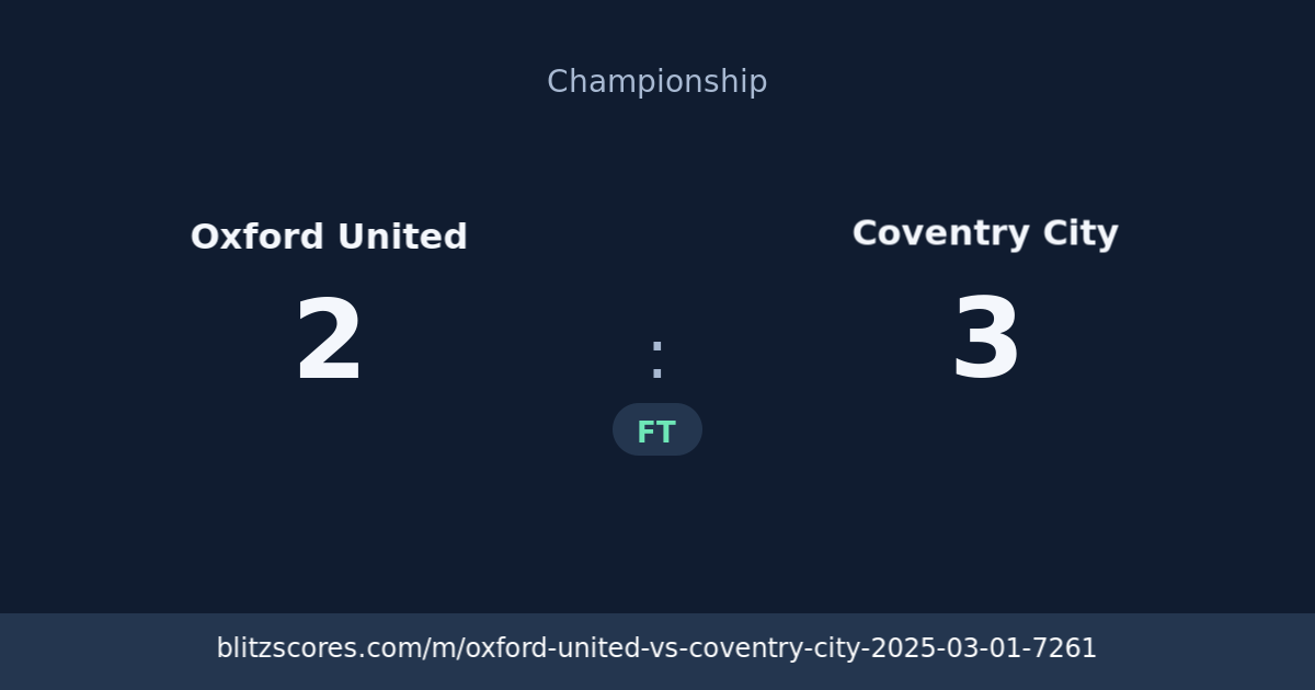 Oxford United vs Coventry City score card