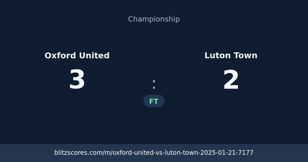 Oxford United vs Luton Town score card