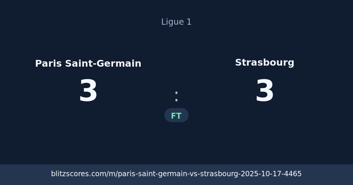 Paris Saint-Germain vs Strasbourg score card
