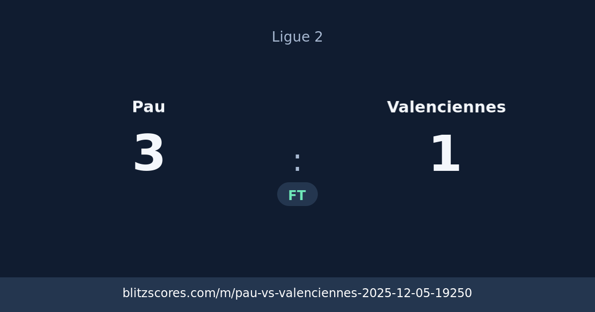 Pau vs Valenciennes score card