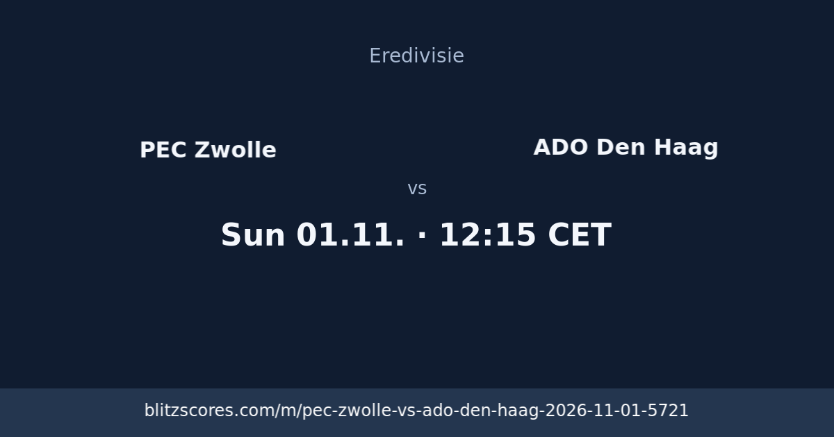 PEC Zwolle vs ADO Den Haag score card