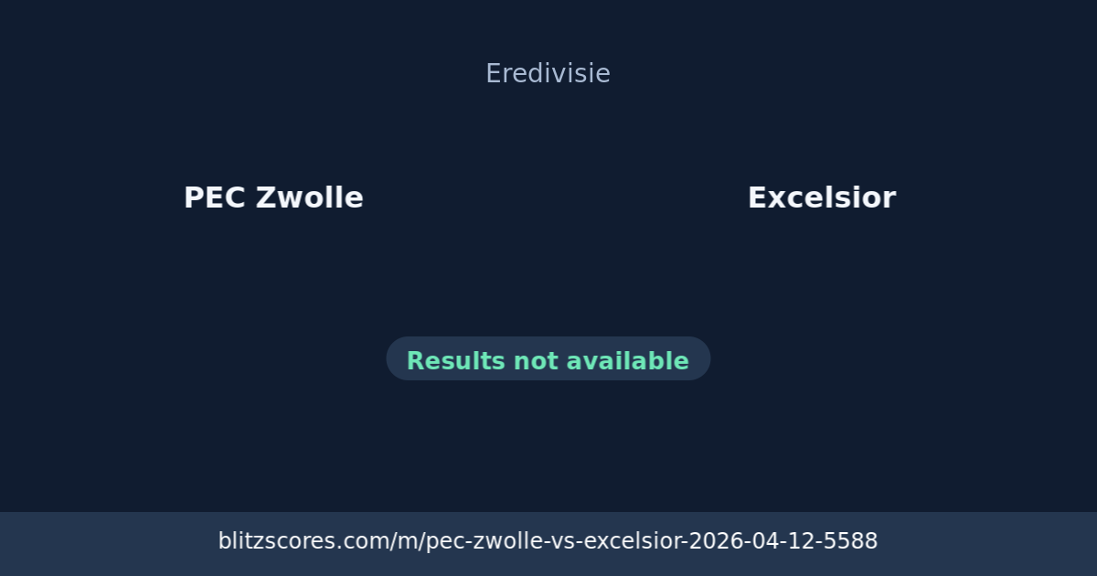 PEC Zwolle vs Excelsior score card