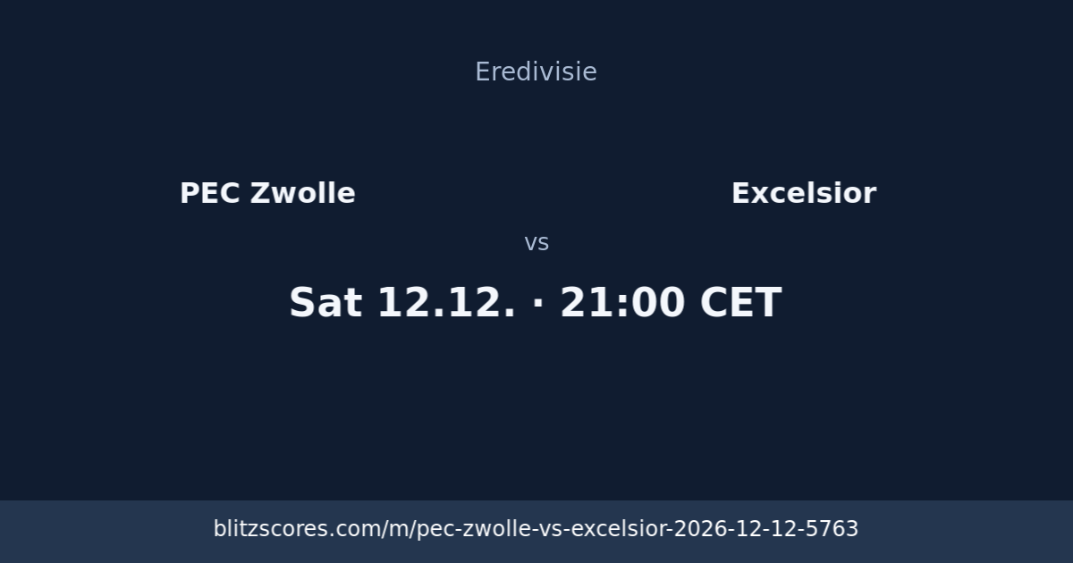 PEC Zwolle vs Excelsior score card