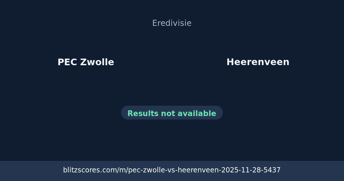 PEC Zwolle vs Heerenveen score card