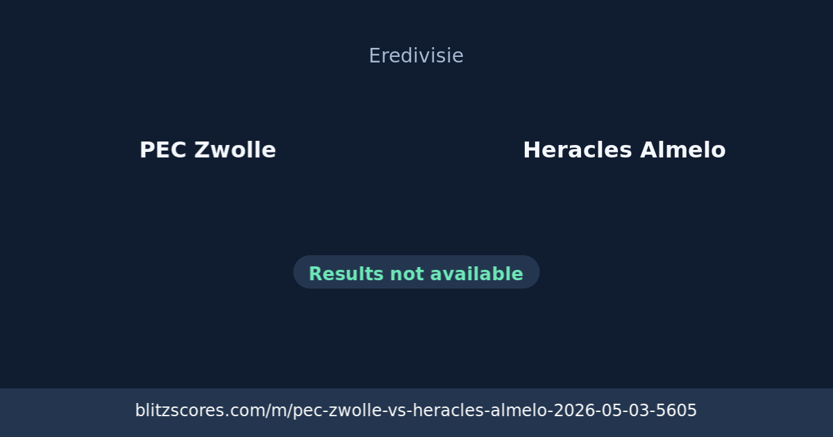 PEC Zwolle vs Heracles Almelo score card
