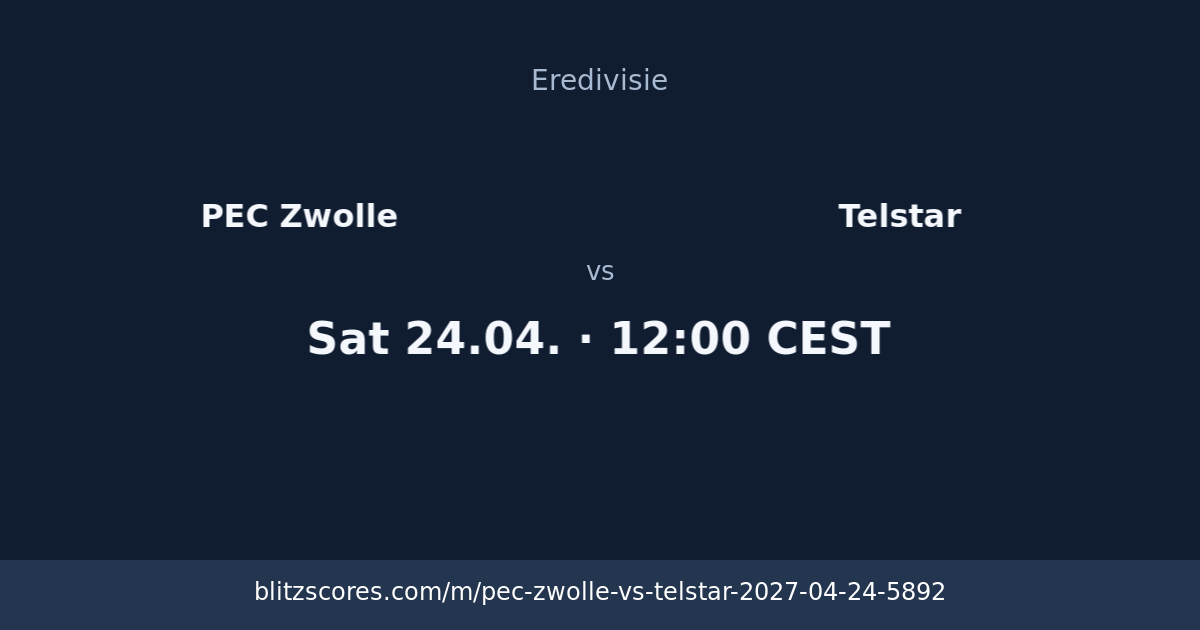 PEC Zwolle vs Telstar score card
