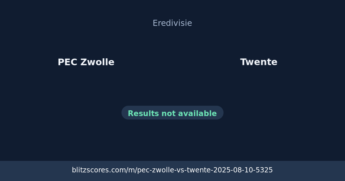 PEC Zwolle vs Twente score card