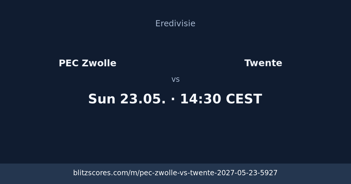 PEC Zwolle vs Twente score card