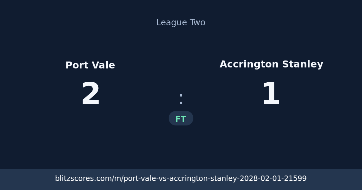 Port Vale vs Accrington Stanley score card
