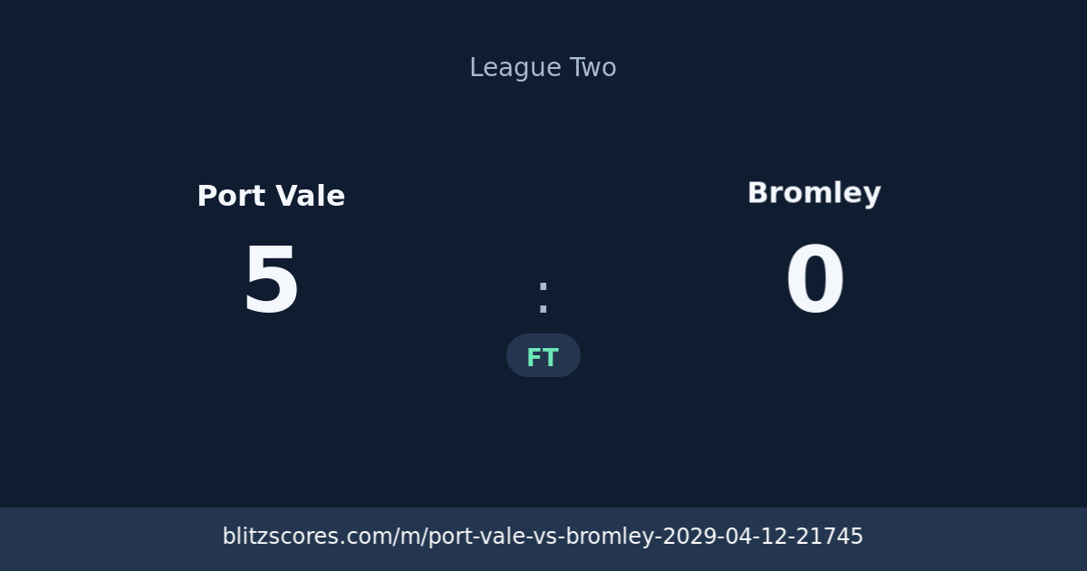 Port Vale vs Bromley score card