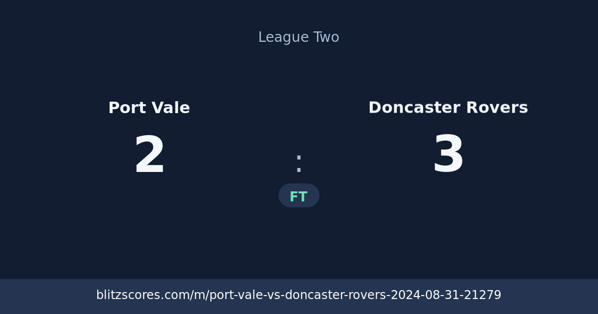 Port Vale vs Doncaster Rovers score card