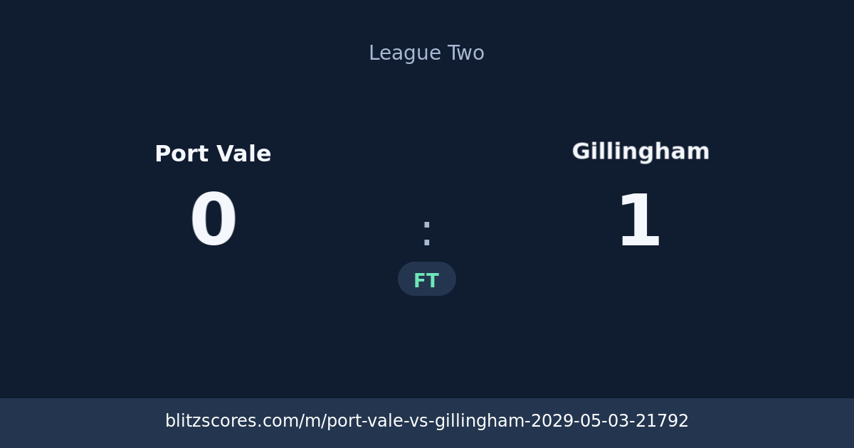 Port Vale vs Gillingham score card