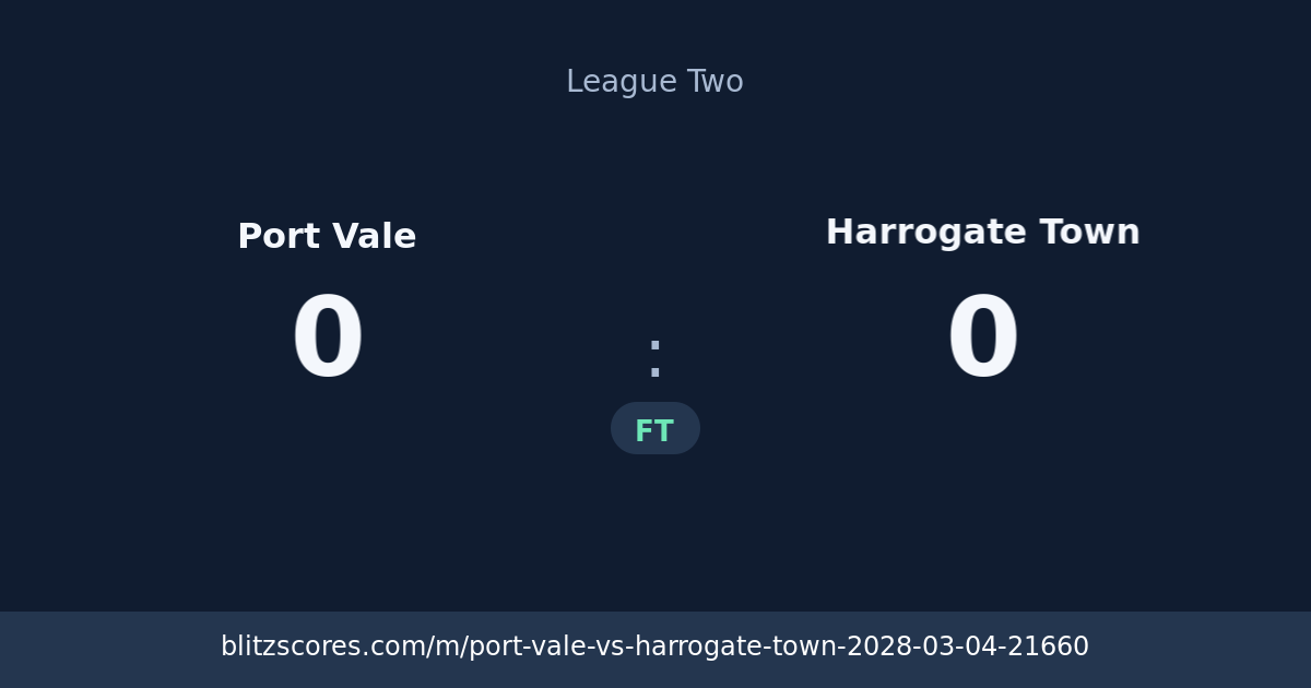 Port Vale vs Harrogate Town score card
