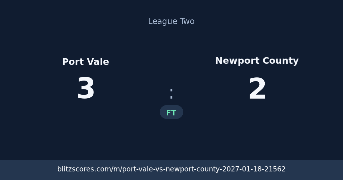 Port Vale vs Newport County score card