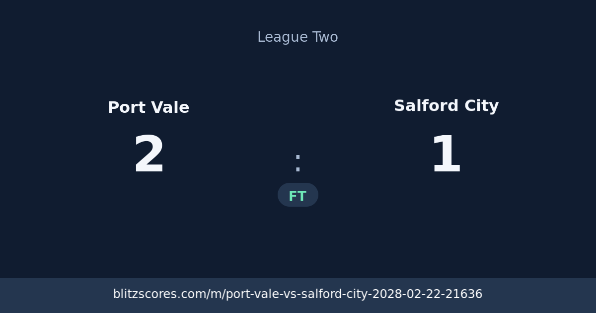 Port Vale vs Salford City score card