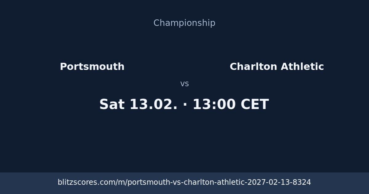 Portsmouth vs Charlton Athletic score card