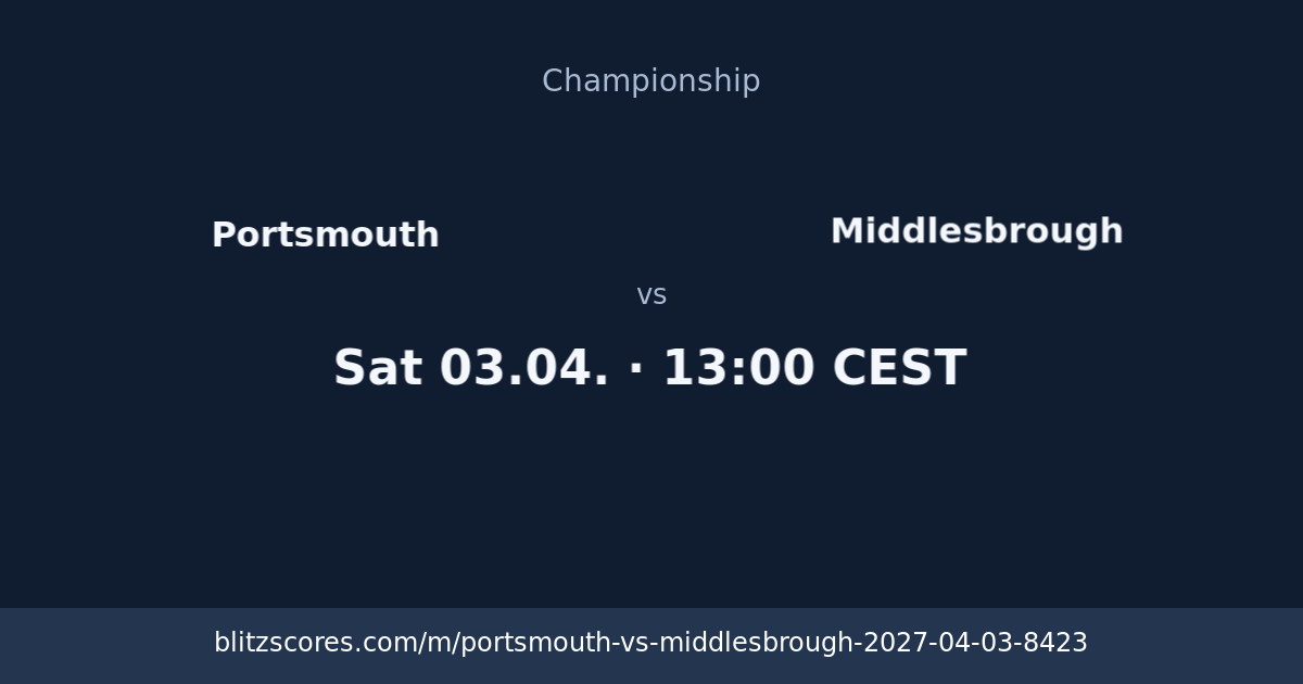 Portsmouth vs Middlesbrough score card