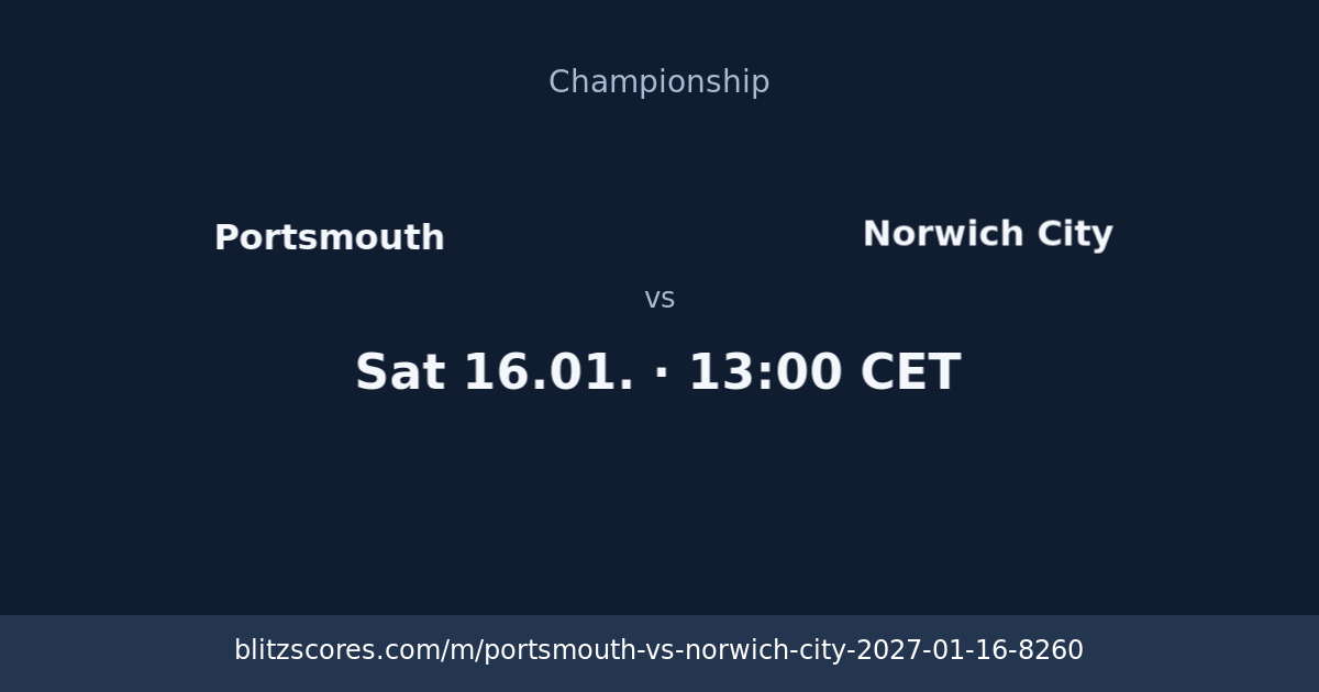 Portsmouth vs Norwich City score card