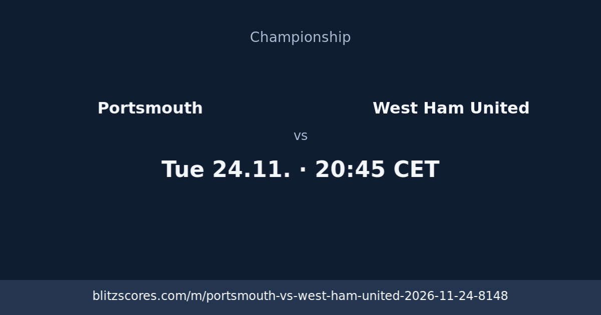 Portsmouth vs West Ham United score card