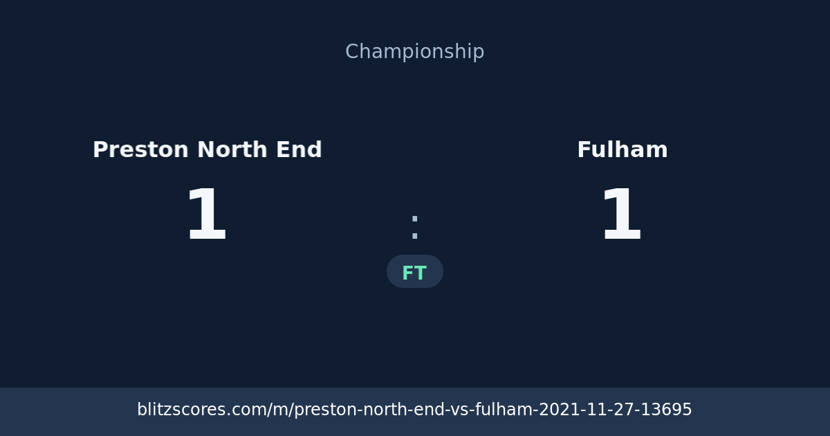 Preston North End vs Fulham score card