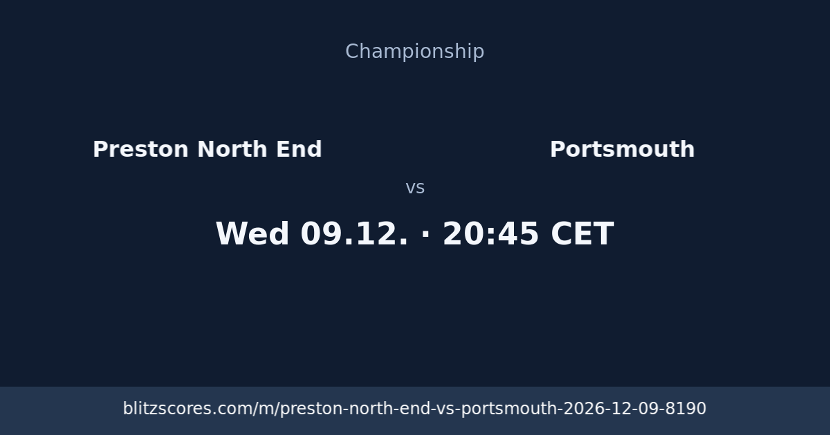Preston North End vs Portsmouth score card