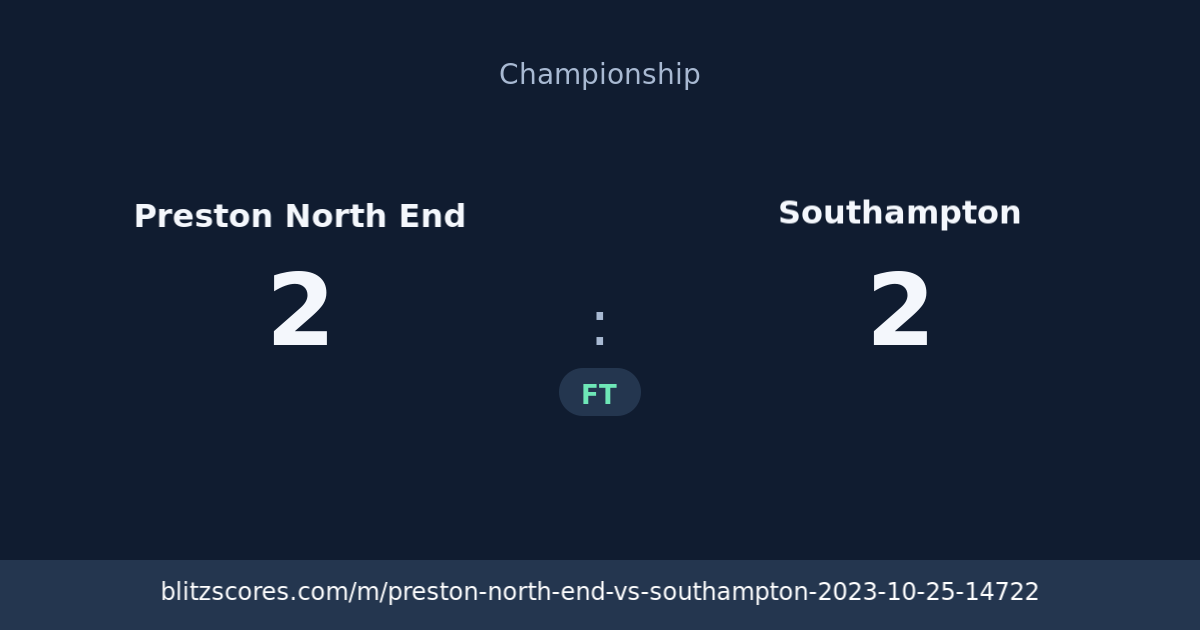 Preston North End vs Southampton score card