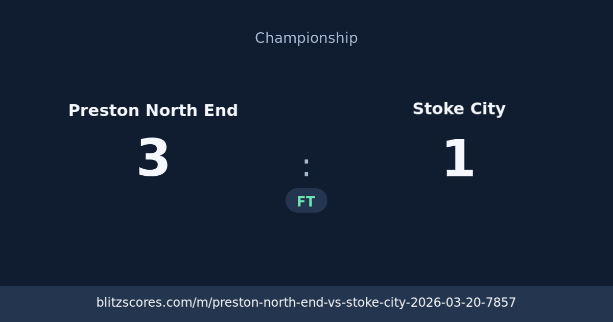 Preston North End vs Stoke City score card