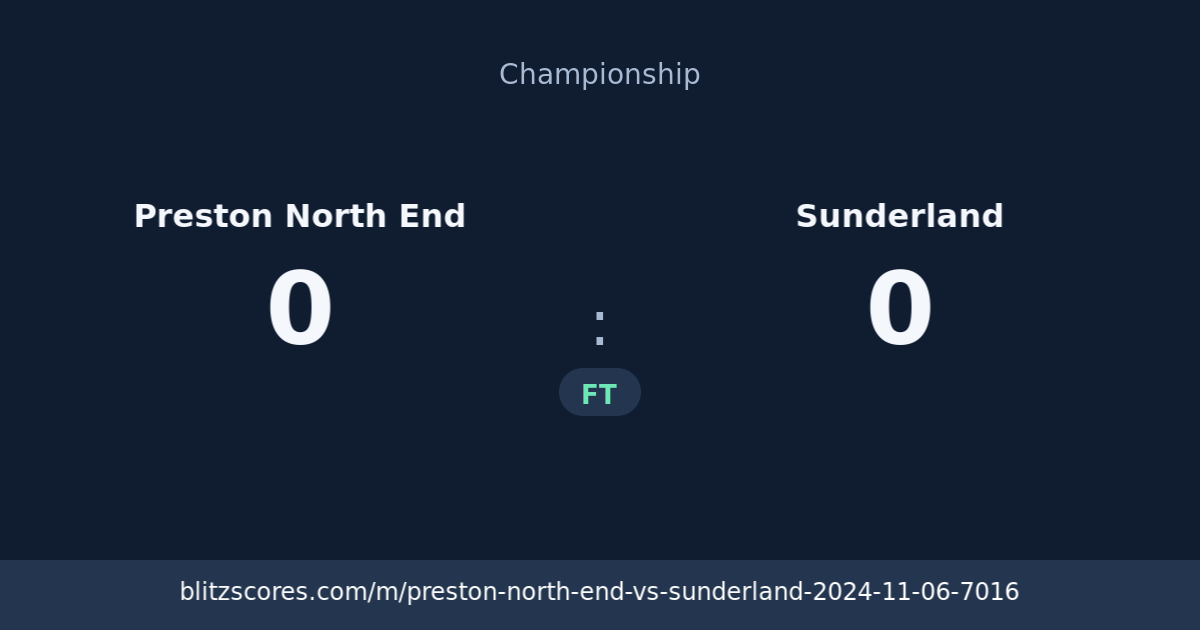 Preston North End vs Sunderland score card