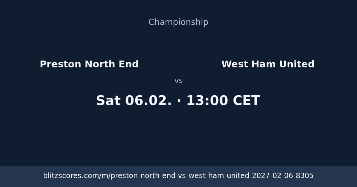 Preston North End vs West Ham United score card