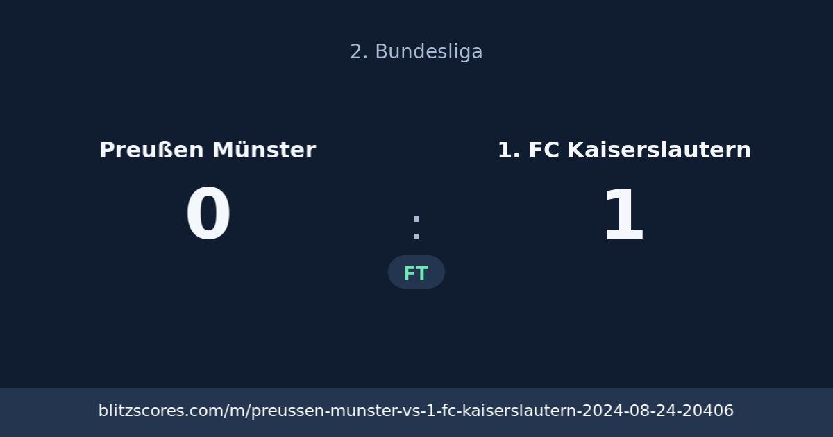Preußen Münster vs 1. FC Kaiserslautern score card