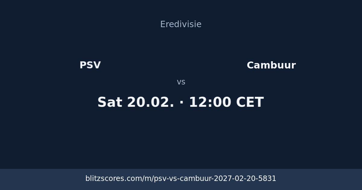 PSV vs Cambuur score card