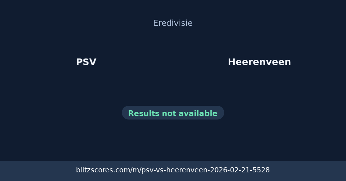 PSV vs Heerenveen score card