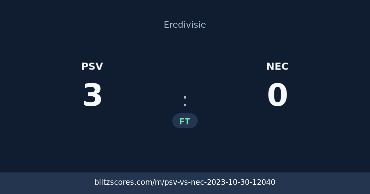 PSV vs NEC score card