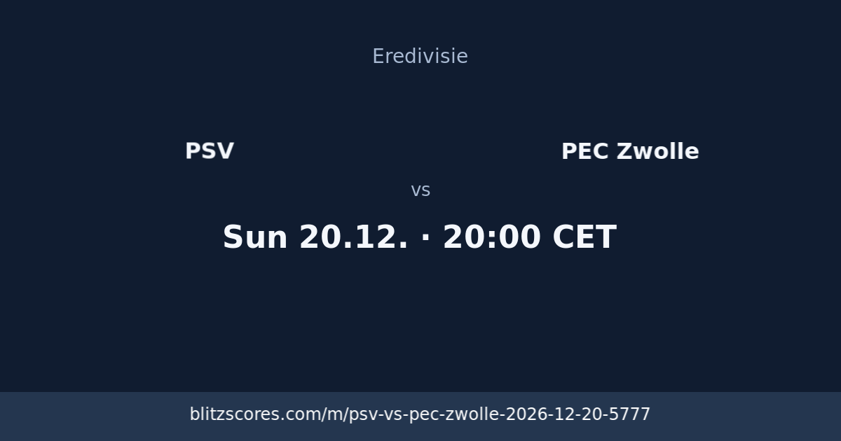 PSV vs PEC Zwolle score card