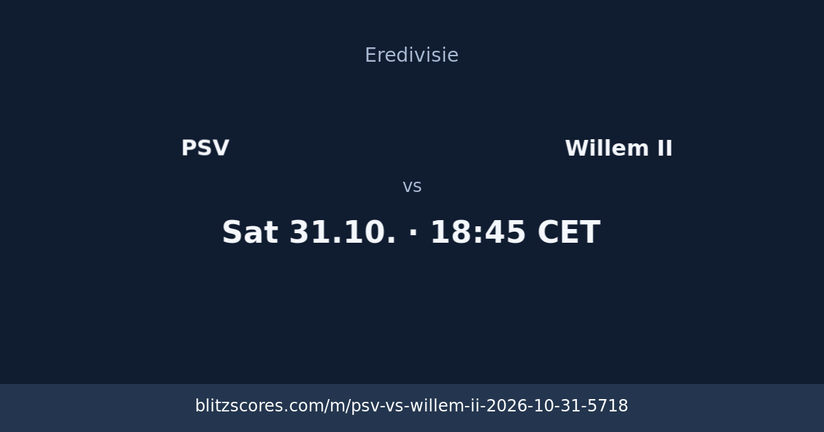 PSV vs Willem II score card