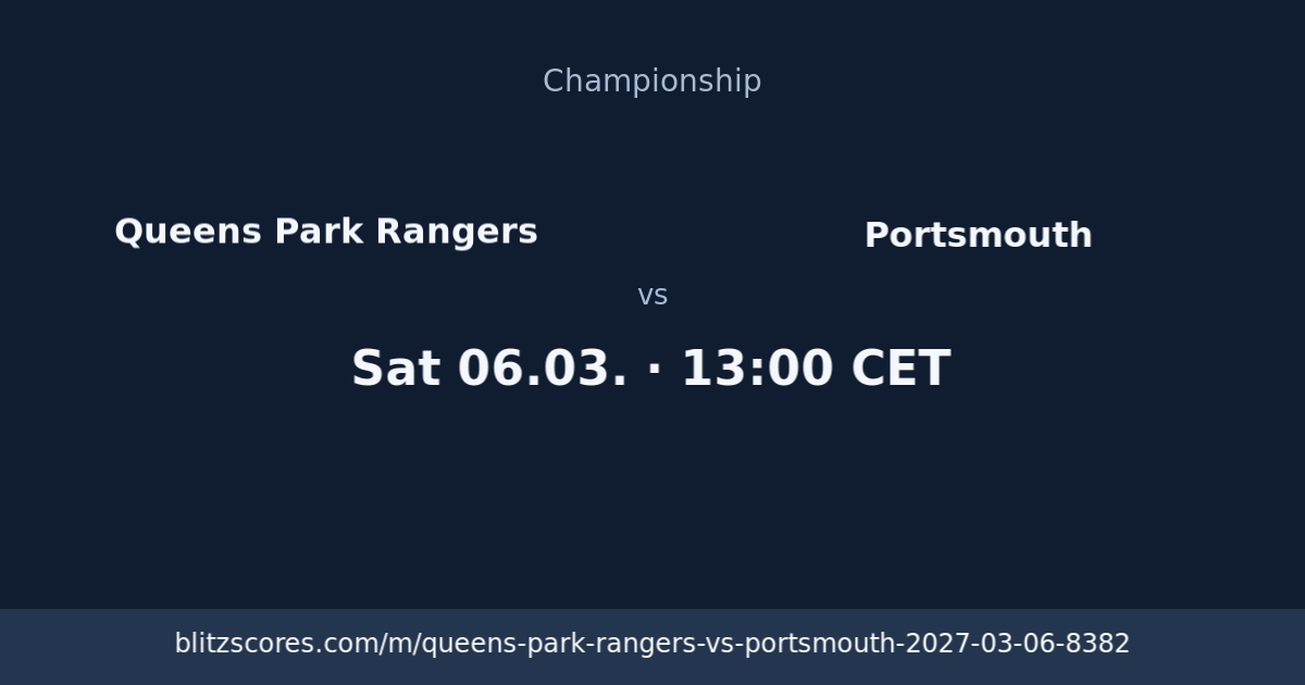 Queens Park Rangers vs Portsmouth score card