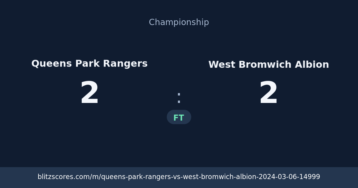 Queens Park Rangers vs West Bromwich Albion score card
