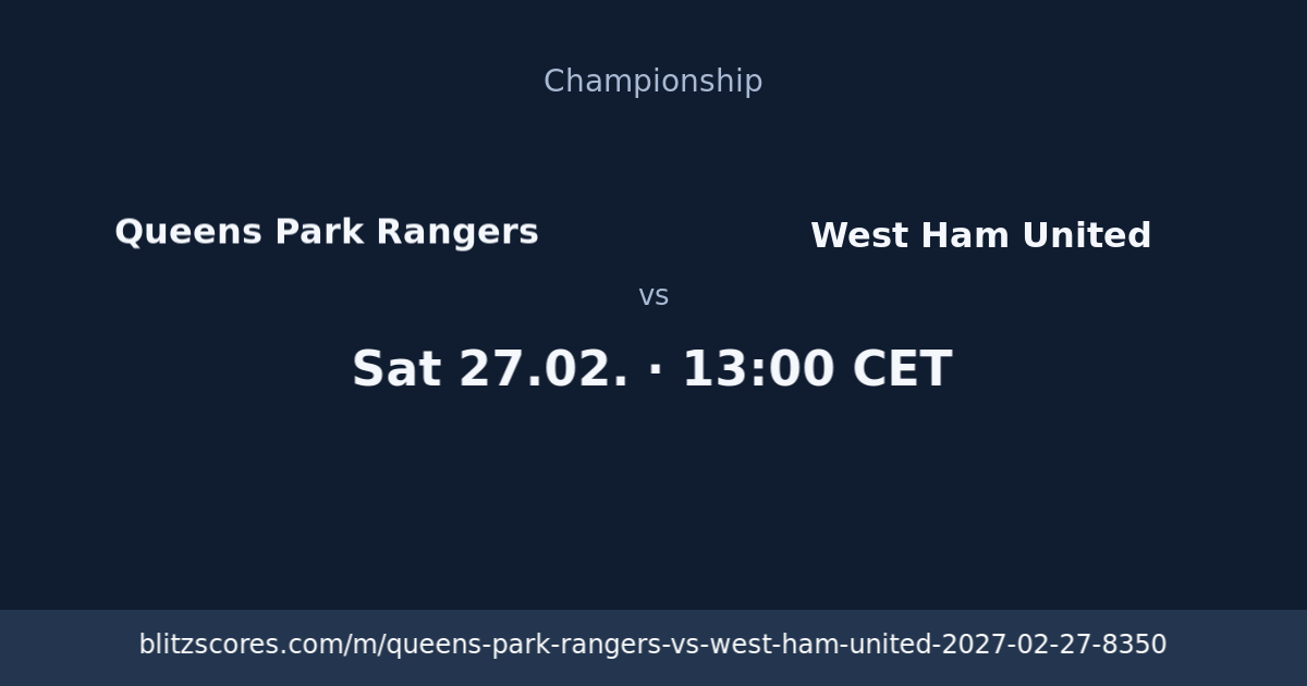 Queens Park Rangers vs West Ham United score card