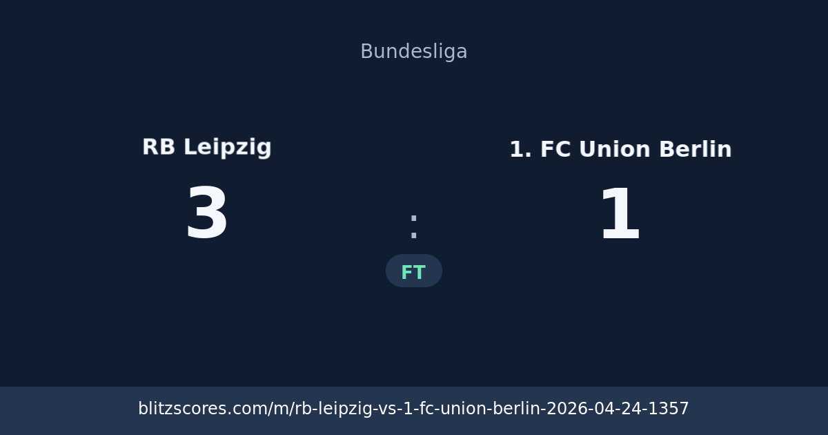 RB Leipzig vs 1. FC Union Berlin score card
