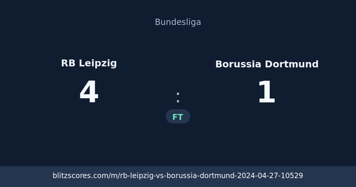 RB Leipzig vs Borussia Dortmund score card