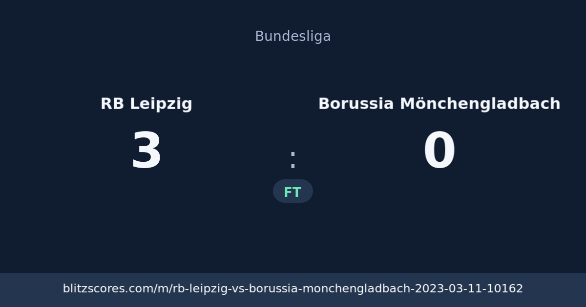 RB Leipzig vs Borussia Mönchengladbach score card