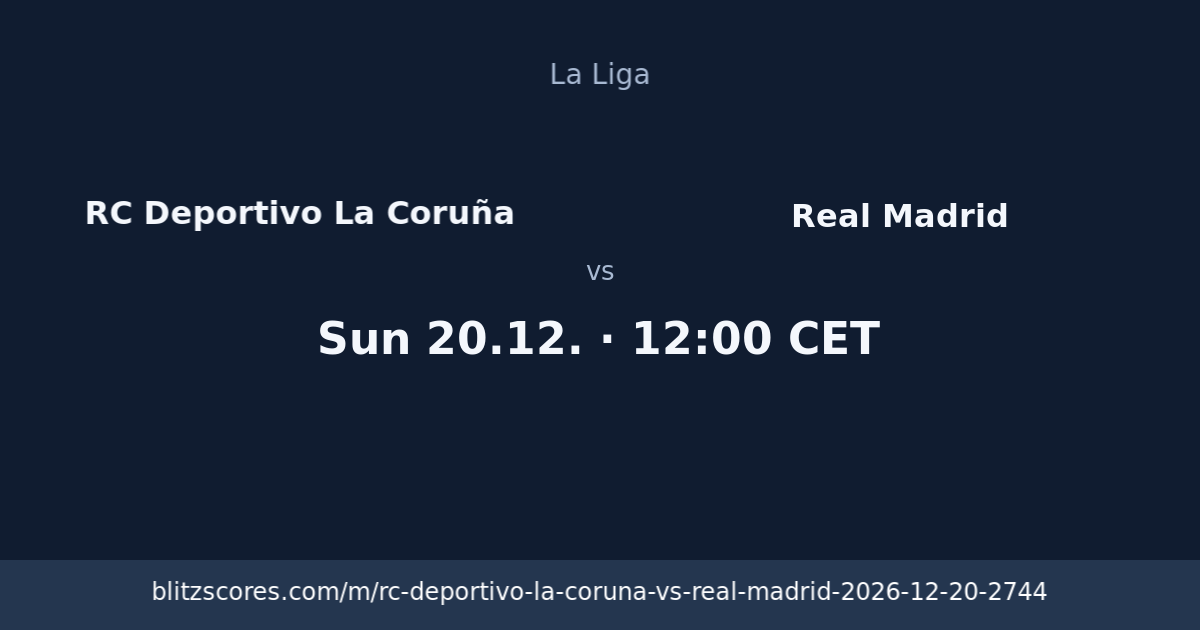 RC Deportivo La Coruña vs Real Madrid score card