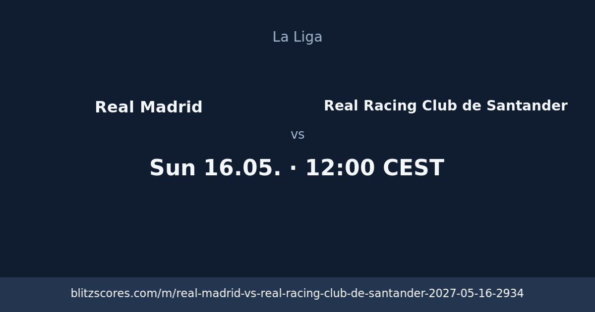 Real Madrid vs Real Racing Club de Santander score card