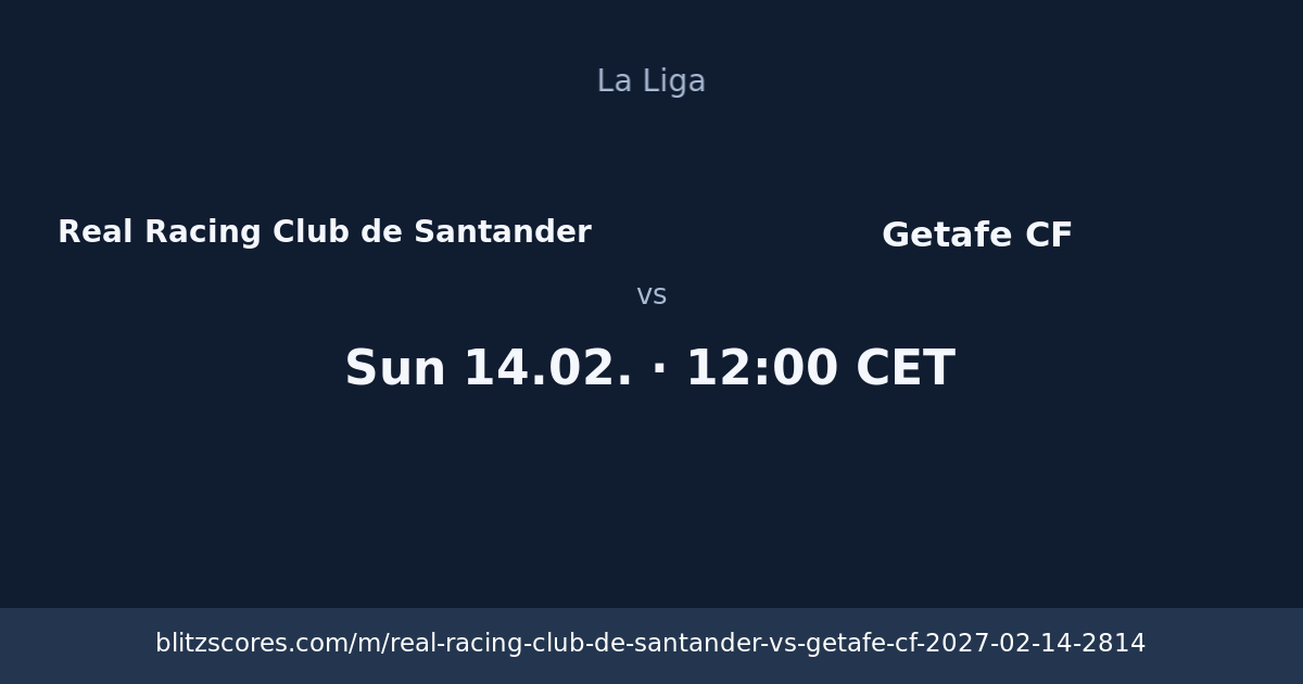 Real Racing Club de Santander vs Getafe CF score card