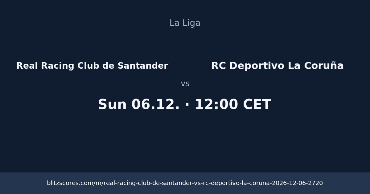 Real Racing Club de Santander vs RC Deportivo La Coruña score card