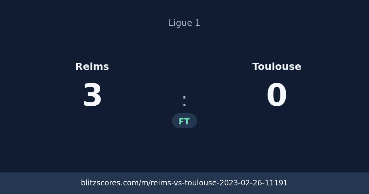 Reims vs Toulouse score card