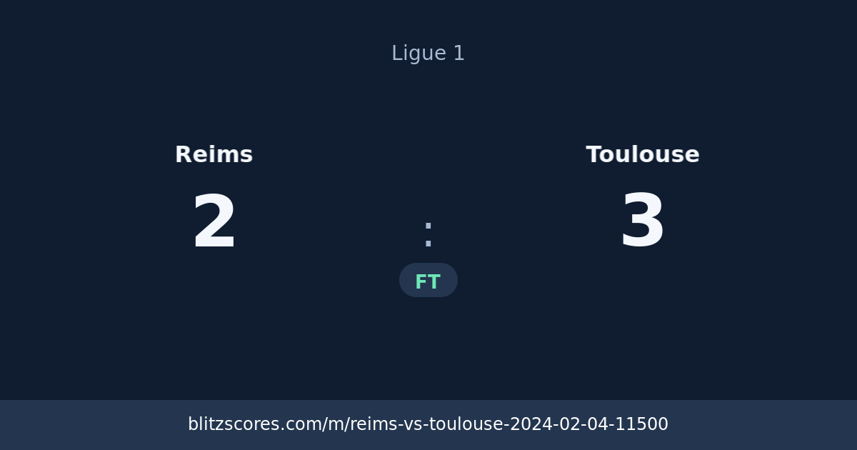Reims vs Toulouse score card