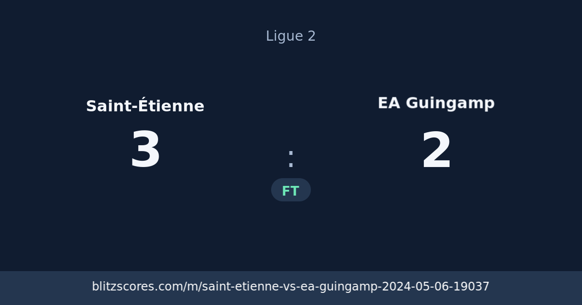 Saint-Étienne vs EA Guingamp score card