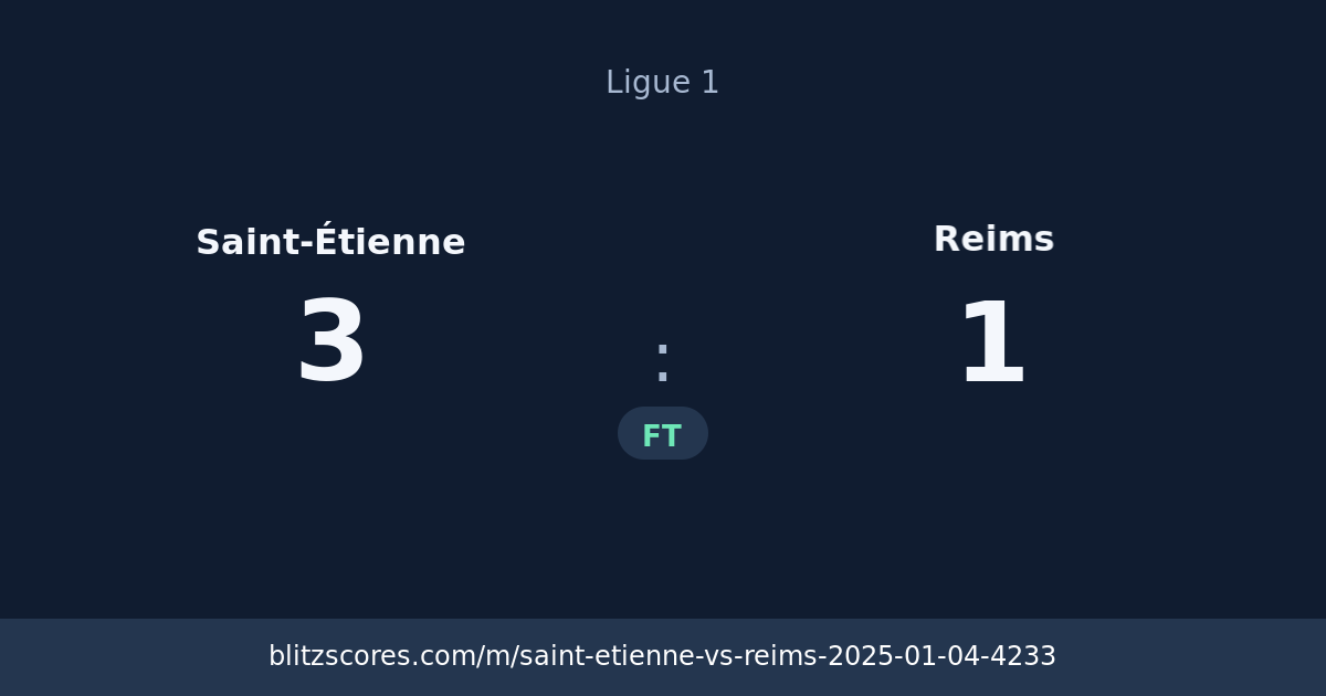 Saint-Étienne vs Reims score card