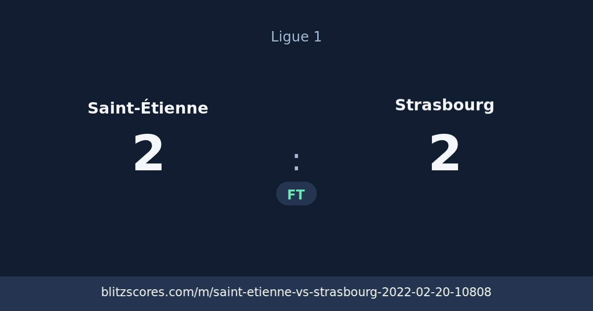 Saint-Étienne vs Strasbourg score card